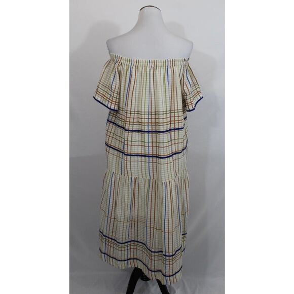MII COLLECTION Sz S Small Les Madras Off Shoulder Embroidered Dress - Picture 4 of 8
